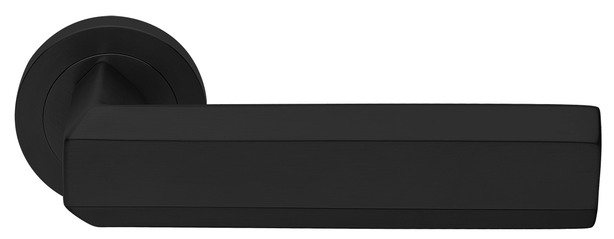 Ручка дверная HARMONY R2 NERO раздельная на круглой розетке, цвет - черный фото купить Минск