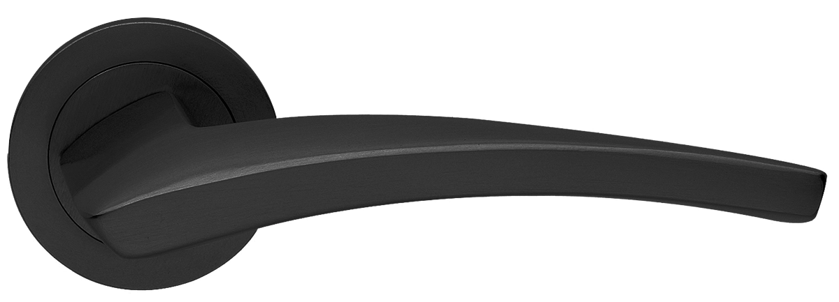Ручка дверная WIND R2 NERO раздельная на круглой розетке, цвет - черный фото купить Минск