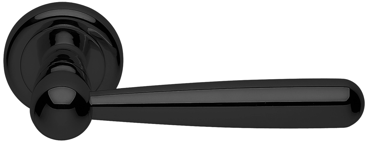 Ручка дверная PINOKKIO R4 NERO раздельная на круглой розетке, цвет - черный фото купить Минск