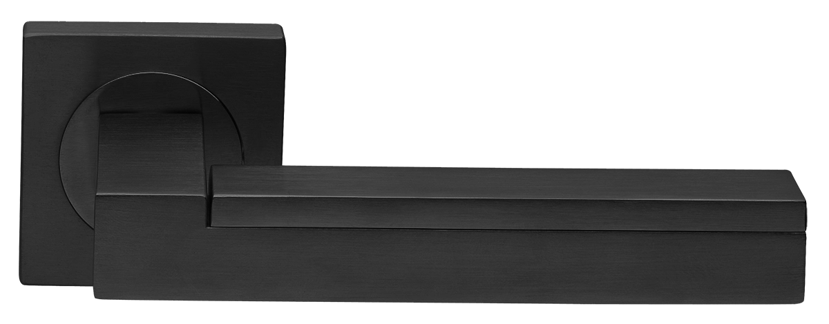 Ручка дверная ISLAND S2 NERO раздельная на квадратной розетке, цвет - черный фото купить в Минске
