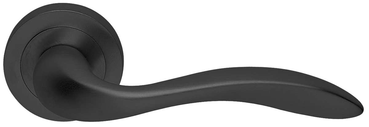 Ручка дверная LEON R2 NERO раздельная на круглой розетке, цвет - черный фото купить в Минске