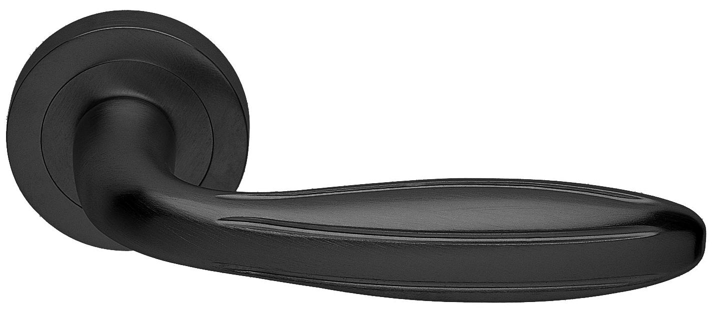 Ручка дверная BUD R2 NERO раздельная на круглой розетке, цвет - черный фото купить в Минске