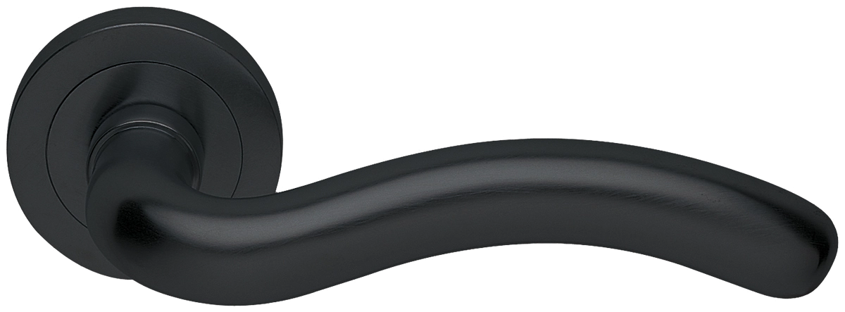 Ручка дверная SNAKE R2 NERO раздельная на круглой розетке, цвет - черный фото купить в Минске