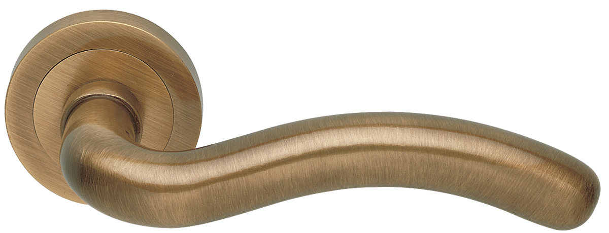 Ручка дверная SNAKE R2 BGO раздельная на круглой розетке, цвет - матовая бронза фото купить в Минске