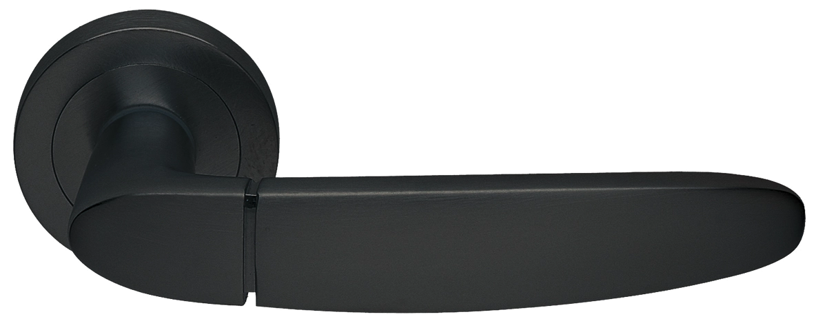 Ручка дверная SAIL R2 NERO раздельная на круглой розетке, цвет - черный фото купить в Минске