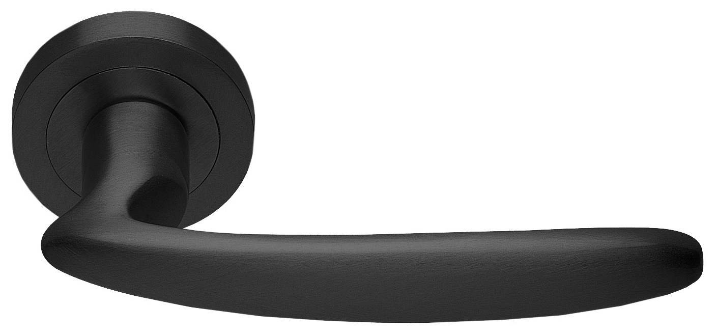 Ручка дверная FLAMINGO R2 NERO раздельная на круглой розетке, цвет - черный фото купить в Минске
