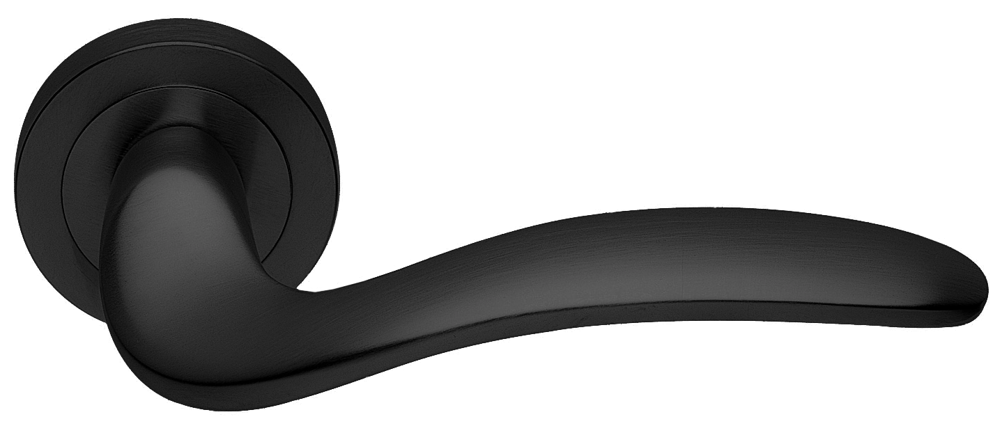 Ручка дверная COBRA R2 NERO раздельная на круглой розетке, цвет - черный фото купить в Минске