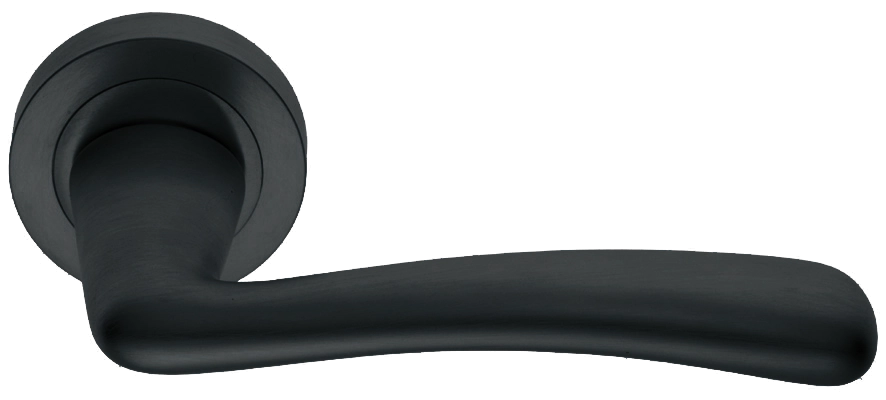 Ручка дверная COCKATOO R2 NERO раздельная на круглой розетке, цвет - черный фото купить в Минске