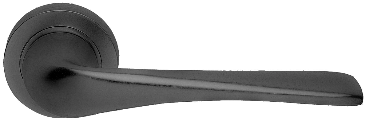 Ручка дверная LE MANS R2 NERO раздельная на круглой розетке, цвет - черный фото купить в Минске