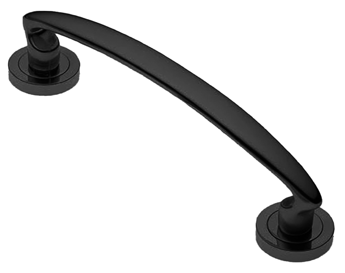 Ручка-скоба дверная FLAMINGO PH NERO на круглой розетке, цвет черный, латунь фото купить в Минске