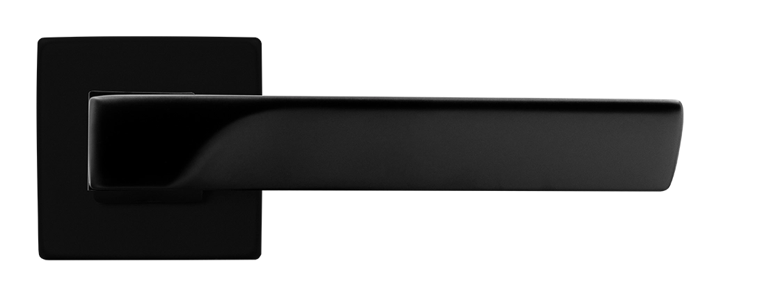 Ручка дверная FIORD S5 NERO-ST на квадратной розетке цвет черный soft-touch, ЦАМ фото купить в Минске