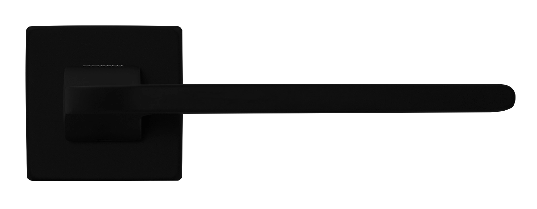 Ручка дверная SPUTNIK S5 NERO-ST на квадратной розетке, цвет черный soft-touch, ЦАМ фото купить в Минске