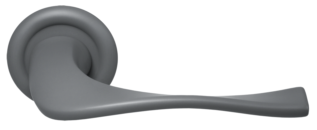 Ручка дверная SKYSCRAPER R7 SSW на круглой розетке, цвет Стокгольмский снегопад/Stockholm Snowfall фото купить Минск