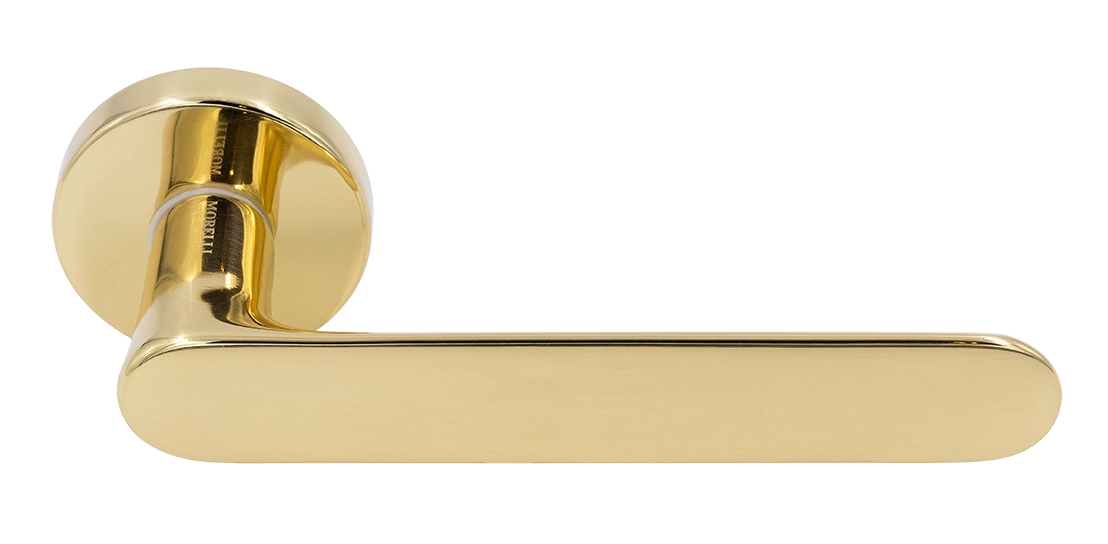 Ручка дверная LE BOAT R5 OTL раздельная на круглой розетке, цвет золото, латунь фото купить Минск