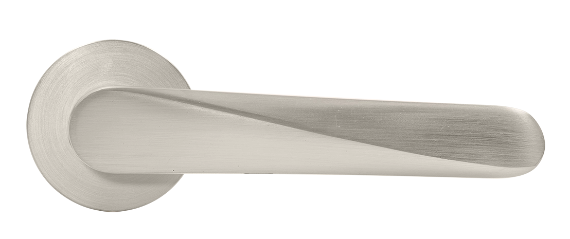 Ручка дверная CAYAN MH-58-R6 MSN раздельная на круглой розетке 6 мм, цвет матовый сатинированный никель, ЦАМ фото купить в Минске