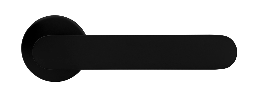 Ручка дверная LE BOAT R5 NERO-ST раздельная на круглой розетке, цвет черный soft-touch, латунь фото купить в Минске