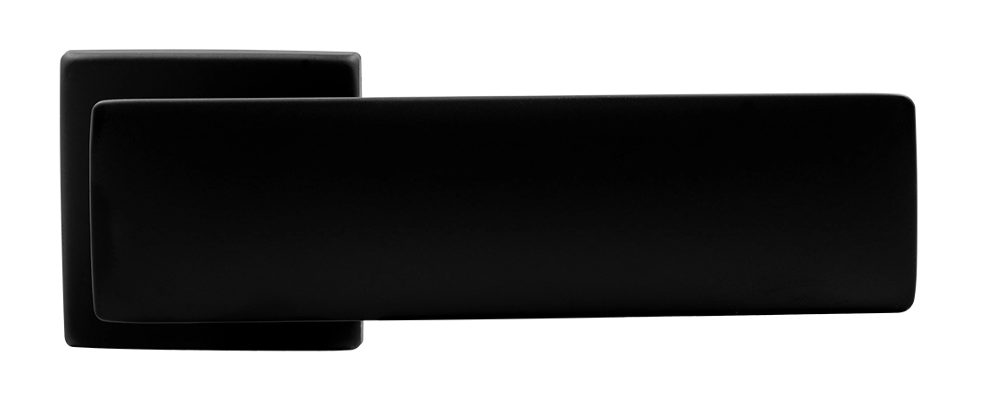 Ручка дверная SPACE S5 NERO-ST на квадратной розетке, цвет черный soft-touch, ЦАМ фото купить в Минске