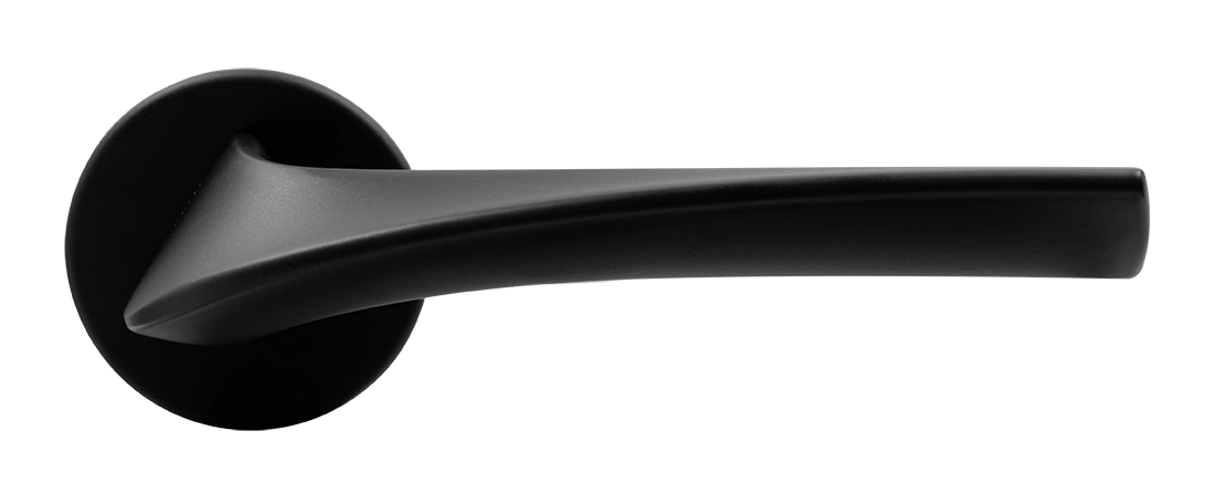 Ручка дверная COMETA R5 NERO-ST на круглой розетке цвет черный soft-touch, ЦАМ фото купить в Минске