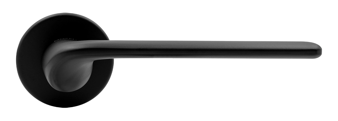 Ручка дверная TOMORROW R5 NERO-ST на круглой розетке, цвет черный soft-touch, ЦАМ фото купить в Минске