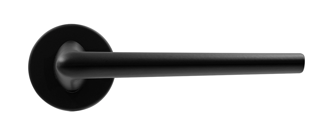 Ручка дверная THE FORCE R5 NERO-ST на круглой розетке, цвет черный soft-touch, ЦАМ фото купить в Минске