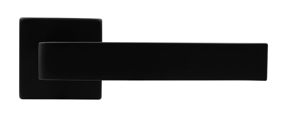 Ручка дверная HORIZONT S5 NERO-ST на квадратной розетке, цвет черный soft-touch, ЦАМ фото купить в Минске