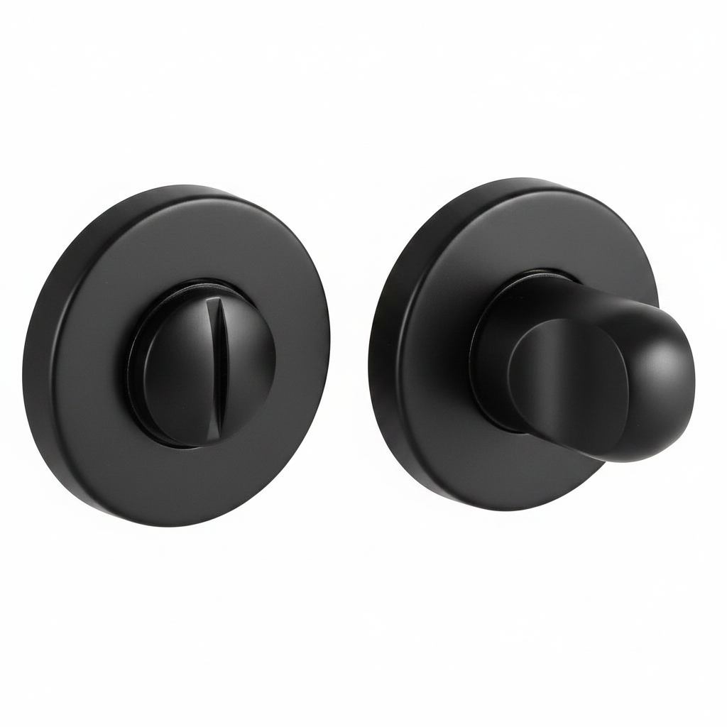Завертка сантехническая LUX-WC-R3-E NERO-ST на круглой розетке цвет черный soft-touch, ЦАМ фото купить Минск