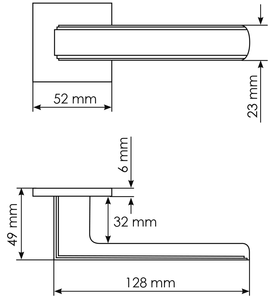 Ручка дверная MH-64-S6 BL STEPS на квадратной розетке 6 мм, цвет черный фото фурнитура Минск