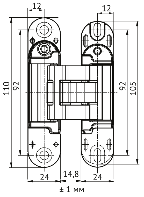 Петля скрытая HH-28 SC врезная с 3D-регулировкой вес полотна до 40 кг, цвет матовый хром фото купить в Минске