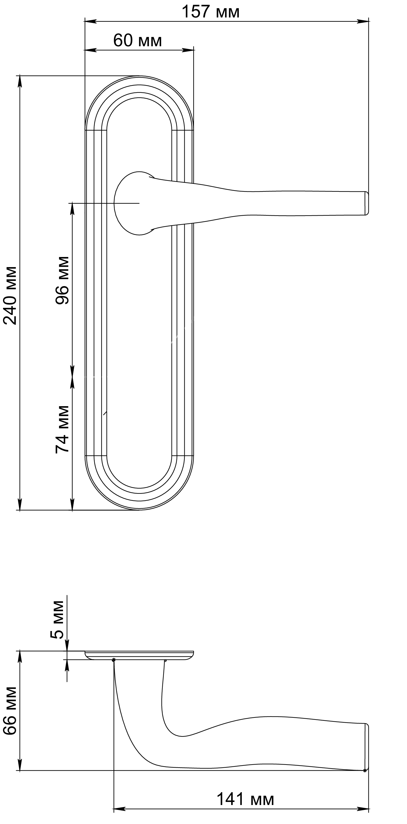 Ручка дверная LVB PLR SST на планке, цвет Летняя гроза/Summer Storm фото фурнитура Минск