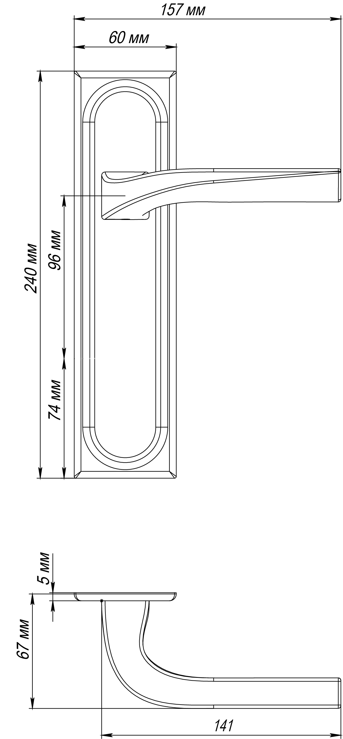 Ручка дверная WD CONCERT HALL PLS SST на планке, цвет Летняя гроза/Summer Storm фото фурнитура Минск