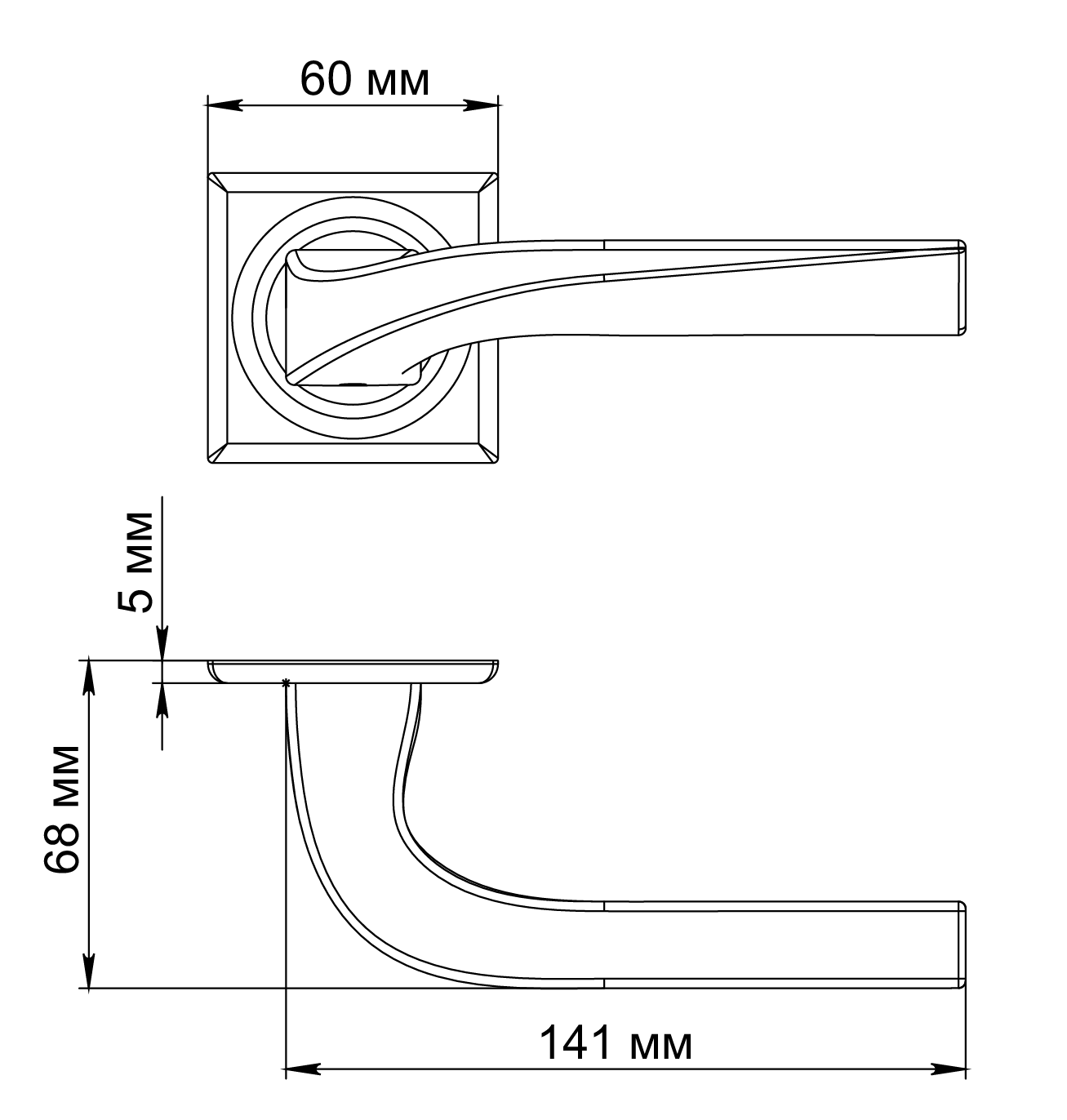 Ручка дверная WD CONCERT HALL S7 AH на квадратной розетке, цвет Осенний мёд/Autumn Honey фото фурнитура Минск