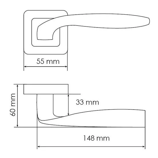 Ручка дверная SHELL MH-45 GR/CP-S55 раздельная на квадратной розетке, цвет графит/хром, ЦАМ Light фото купить в Минске