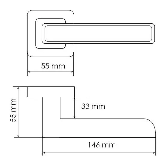 Ручка дверная FLEX MH-44 SC/CP-S55 раздельная на квадратной накладке, цвет матовый хром/хром, ЦАМ Light фото купить в Минске