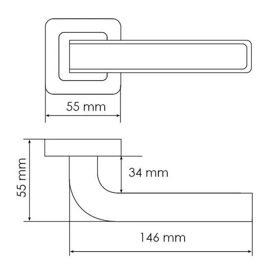 Ручка дверная EON MH-46 GR/CP-S55 раздельная на квадратной розетке, цвет графит/хром, ЦАМ Light фото фурнитура Минск