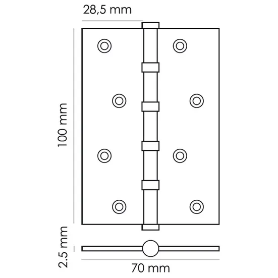 Петля карточная универсальная MS 100X70X2.5-4BB BL, врезная, цвет черный, сталь фото купить в Минске