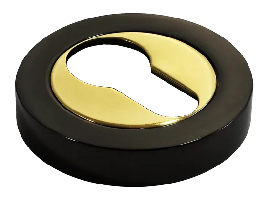 LUX-KH-R2 NNO, накладка на евроцилиндр, цвет - черный хром/золото фото купить Минск