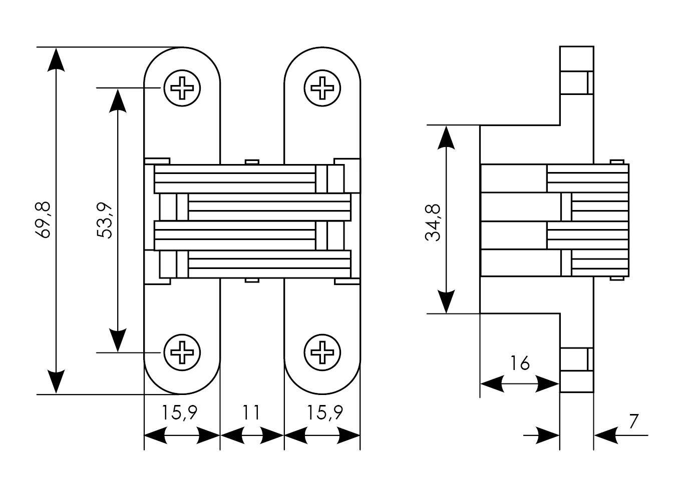 Петля скрытая HH-7 PC врезная с 2D-регулировкой , цвет хром фото купить в Минске